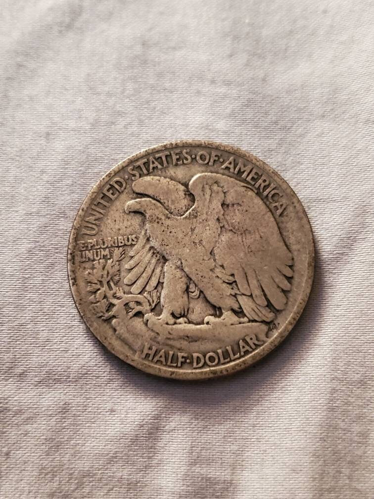 1917 second year walking liberty half dollar very good to fine plus silver coin, us coins