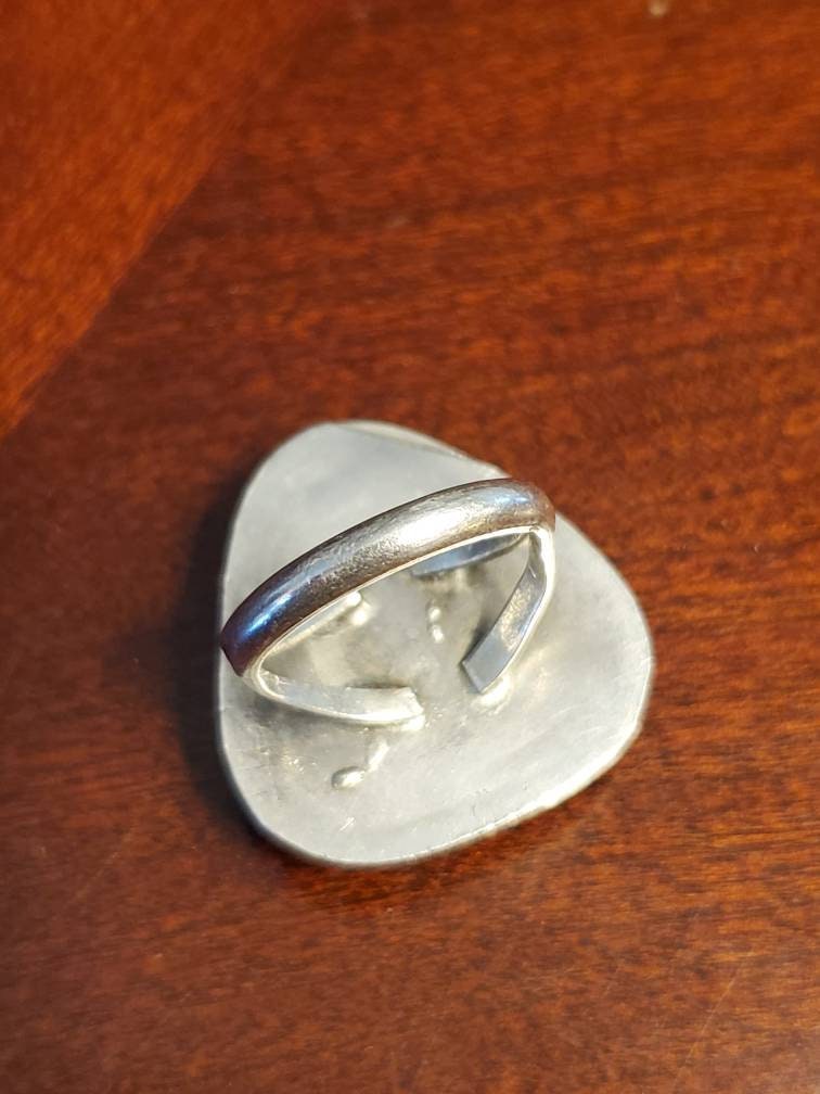 Sterling silver pawn ring turquoise precious green stone jewelry mothers day