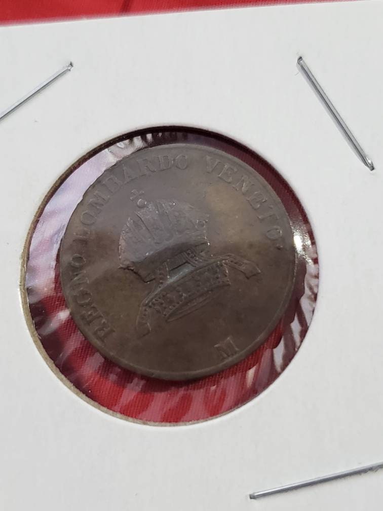 3 centisimi Italian states copper coin old 1822 money, coin collecting