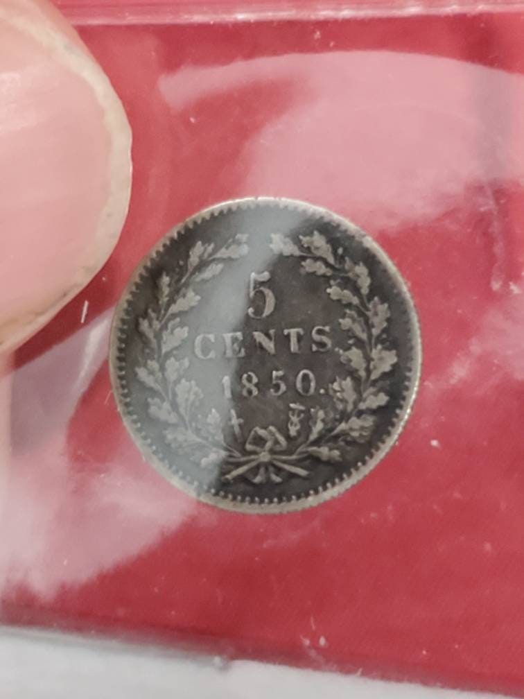 1850 5 cents silver coin Netherlands foreign silver coin rare type coin, coin collecting
