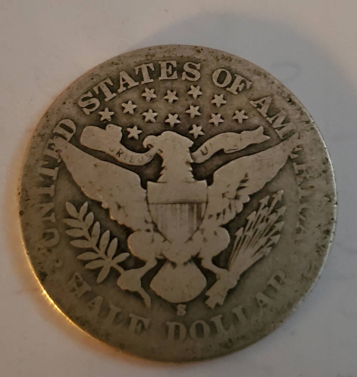 Barber half dollar silver coin. Random date 50 cent piece