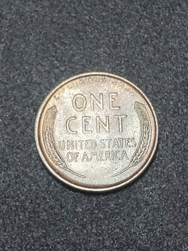 1909 first year wheat cent uncirculated red brown, high grade Lincoln cent