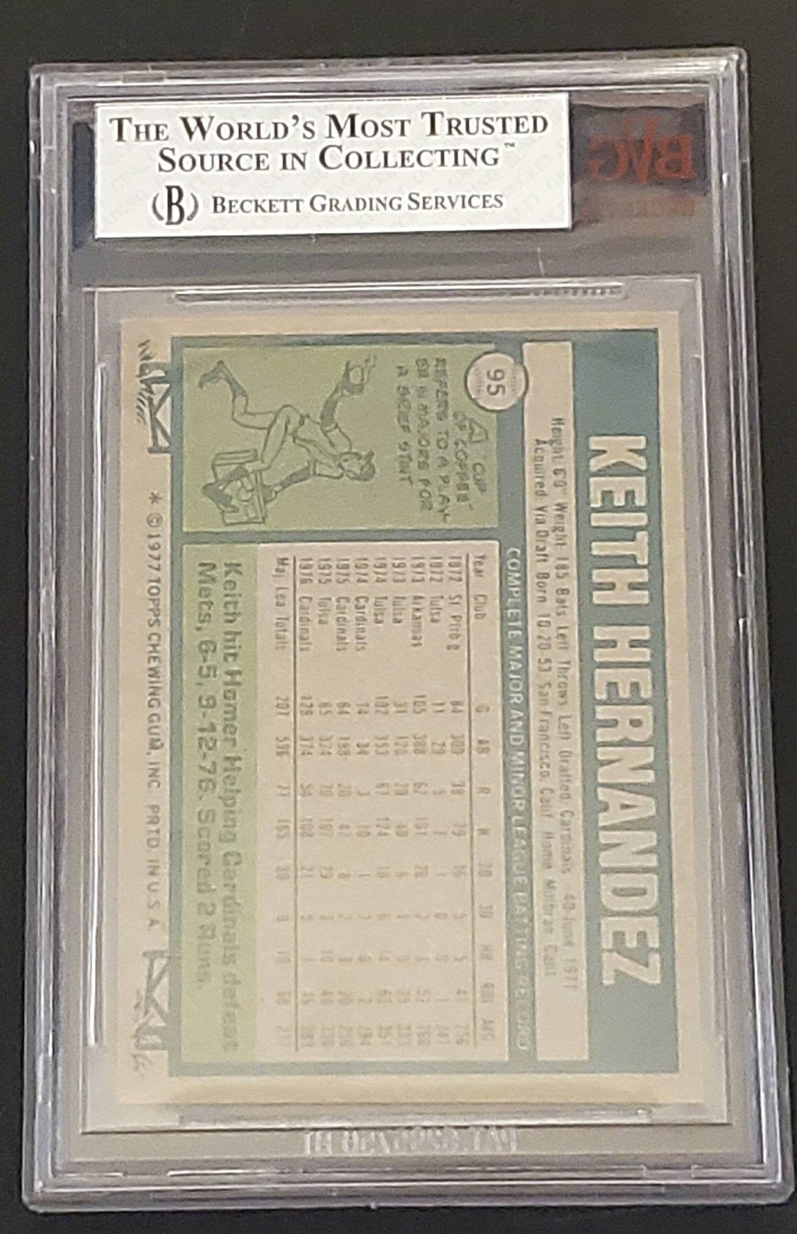 1977 becket graded near mint keither hernandez baseball card autographed