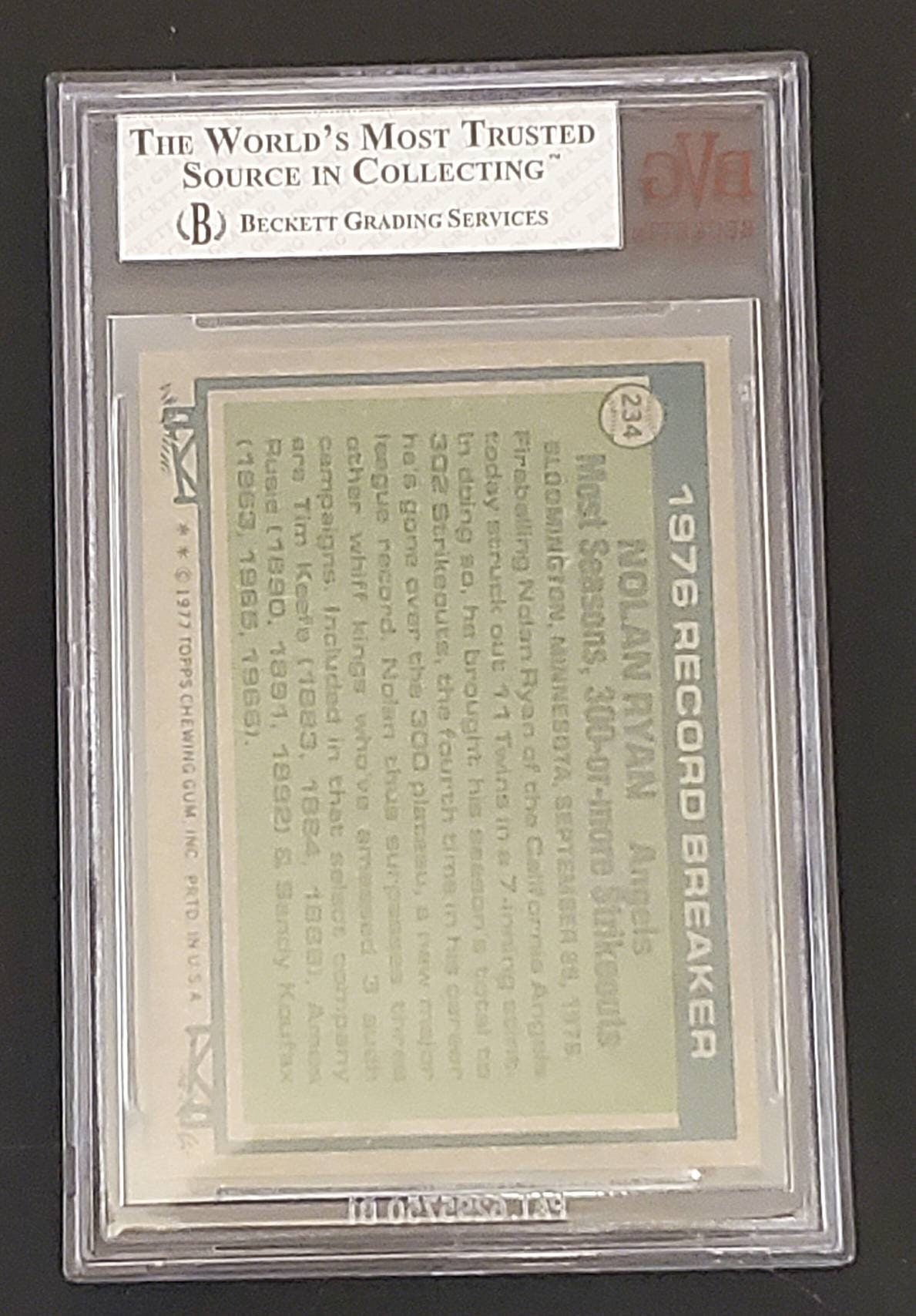 1977 topps Nolan Ryan beckett graded near mint 8 baseball card