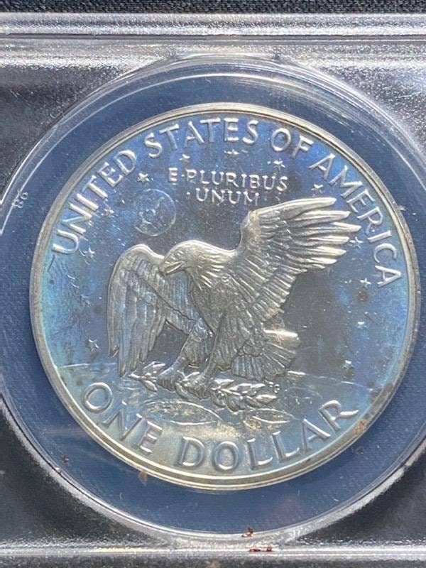 1971s Eisenhower proof silver dollar anacs graded proof66 cameo peg leg variety