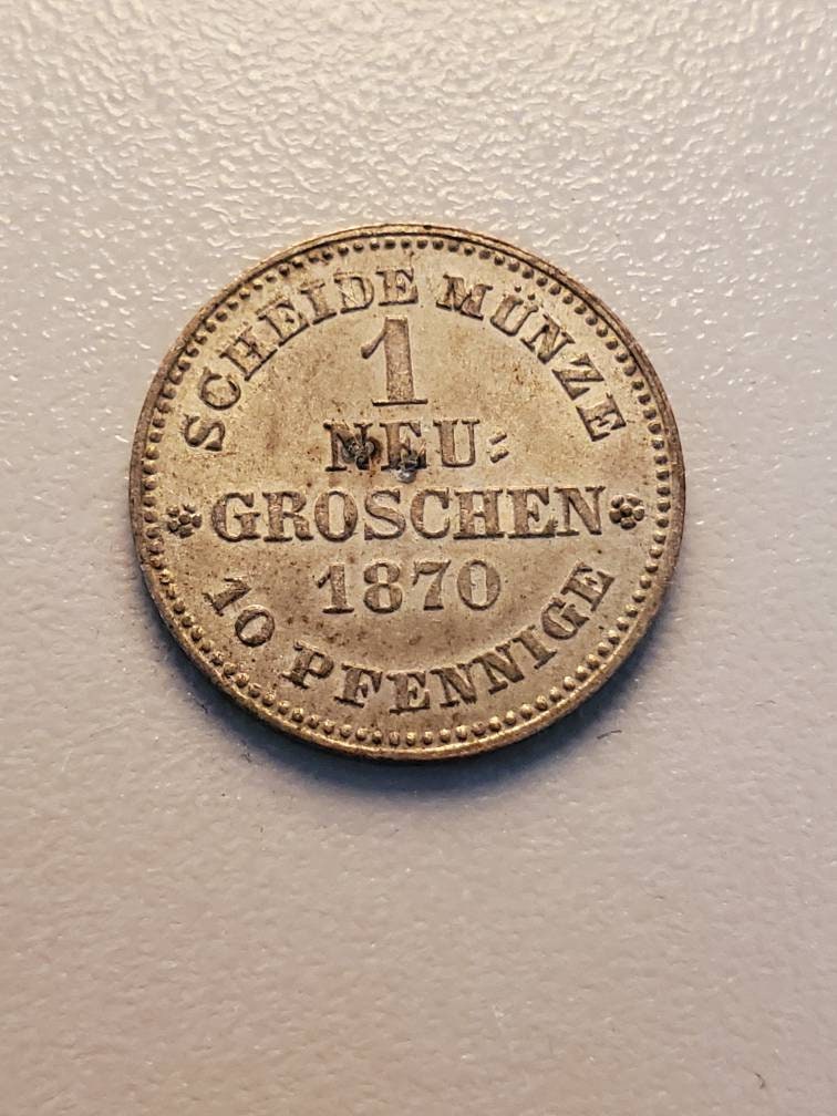 1850b German states 10 pfenning silver coin beautiful 1800s coin
