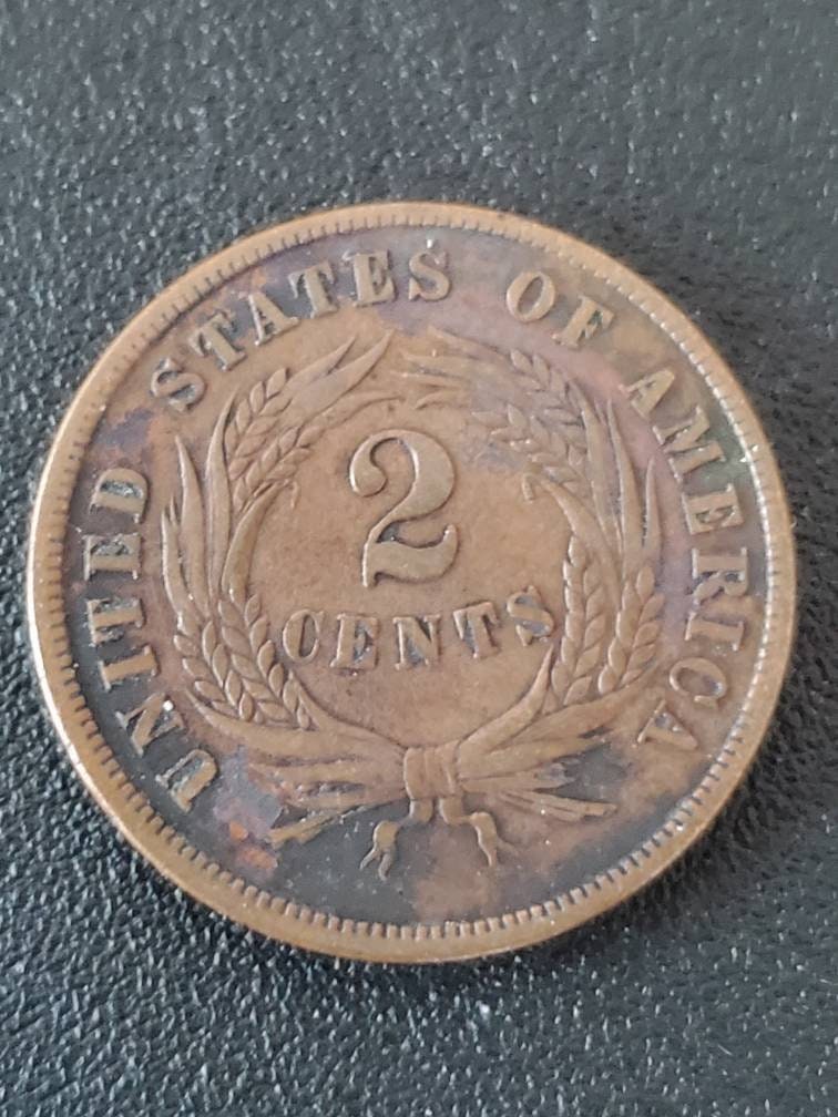 1868 2 cent piece better date coin extra fine details