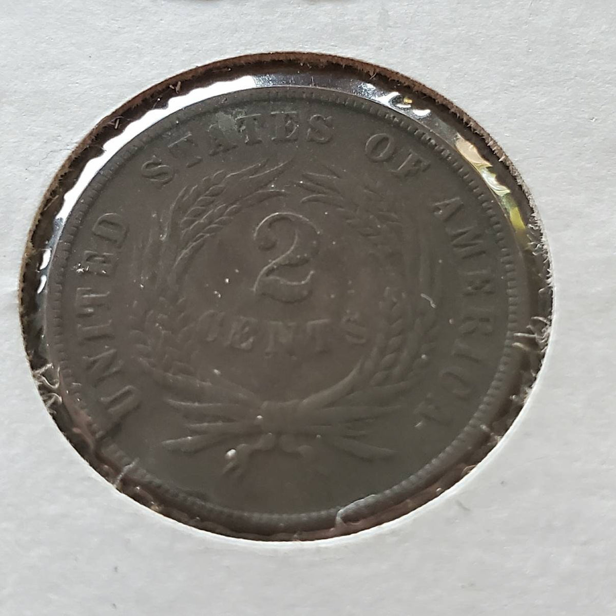 1866 very fine copper two cent piece