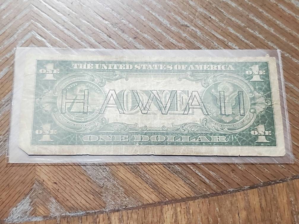 1935a one dollar Hawaii world War two overprint historical brown seal note