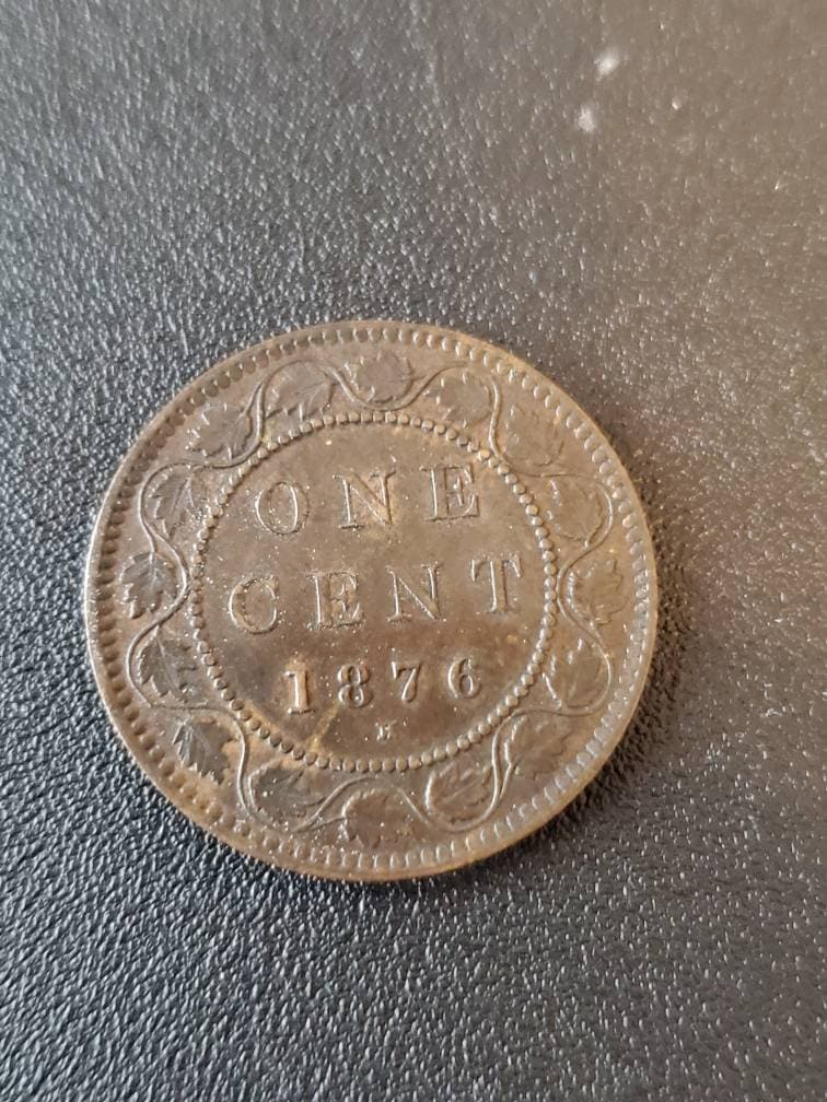 1876h Canadian large cent high grade xf/au early date penny