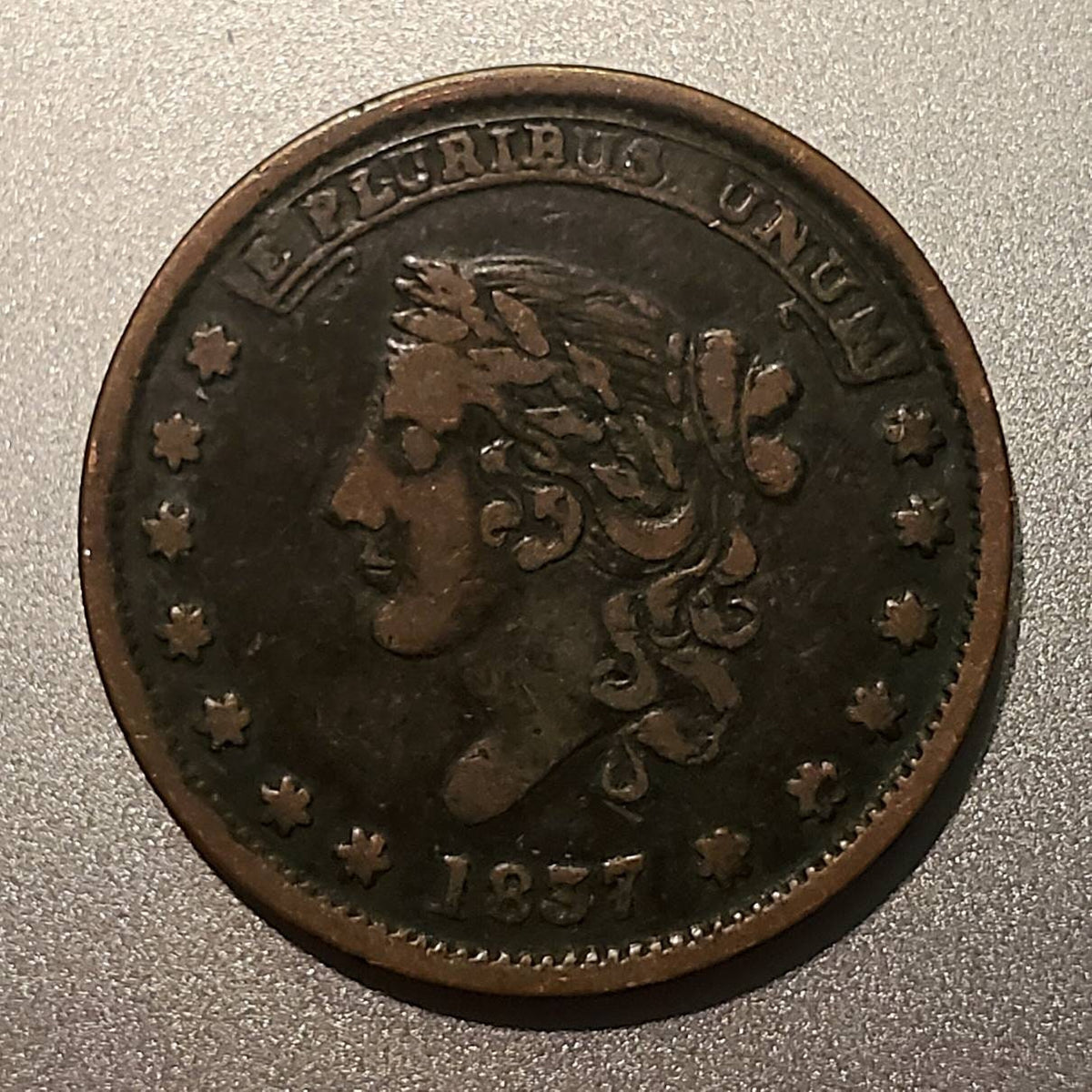 1837 hard times copper token coin midgrade condition, a history lesson on economic depression in the 1800s