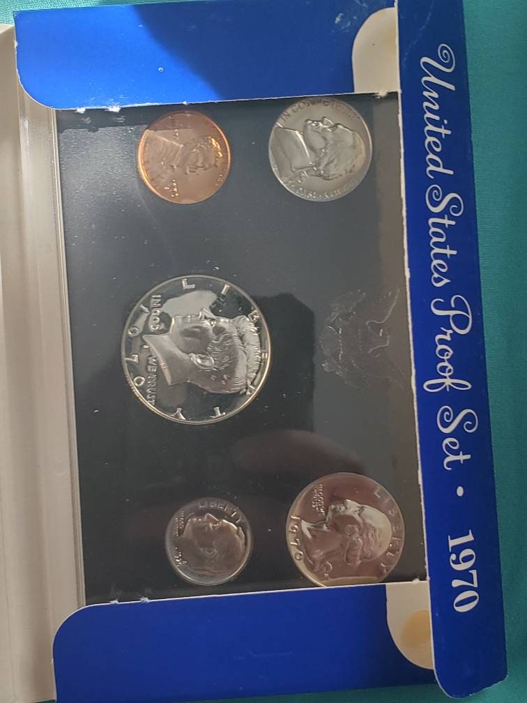 1970s proof set rare date with silver Kennedy half dollar