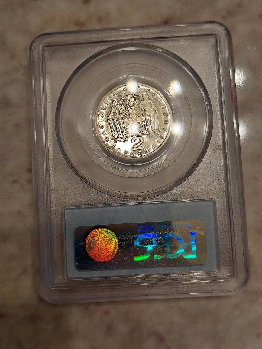 1965 Greek 2 Drachma pcgs graded cameo proof, lovely old coin