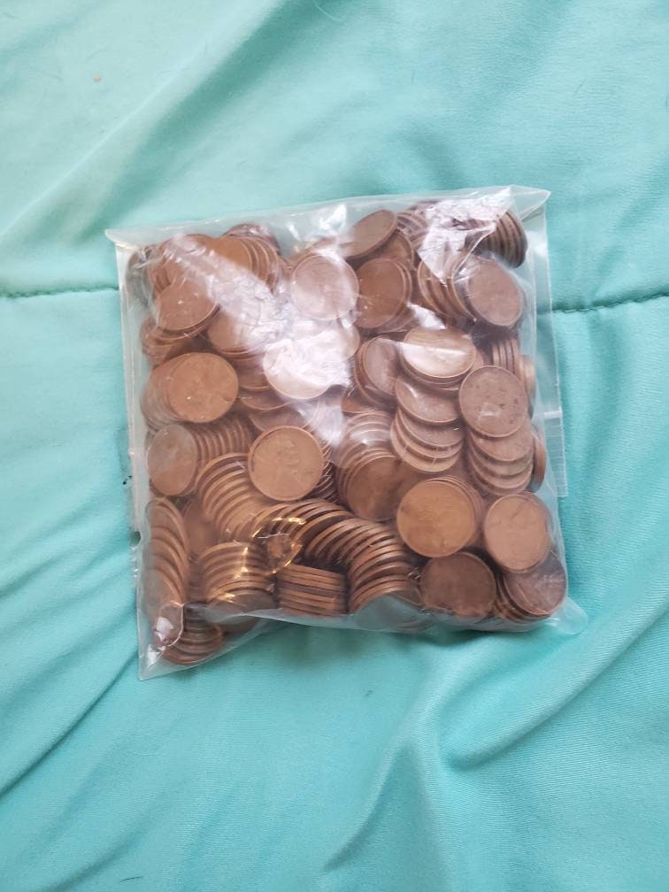 Bulk listing 500 unsearched wheat cents, 10 rolls worth free shipping, coin collecting, gifts for him, free shipping