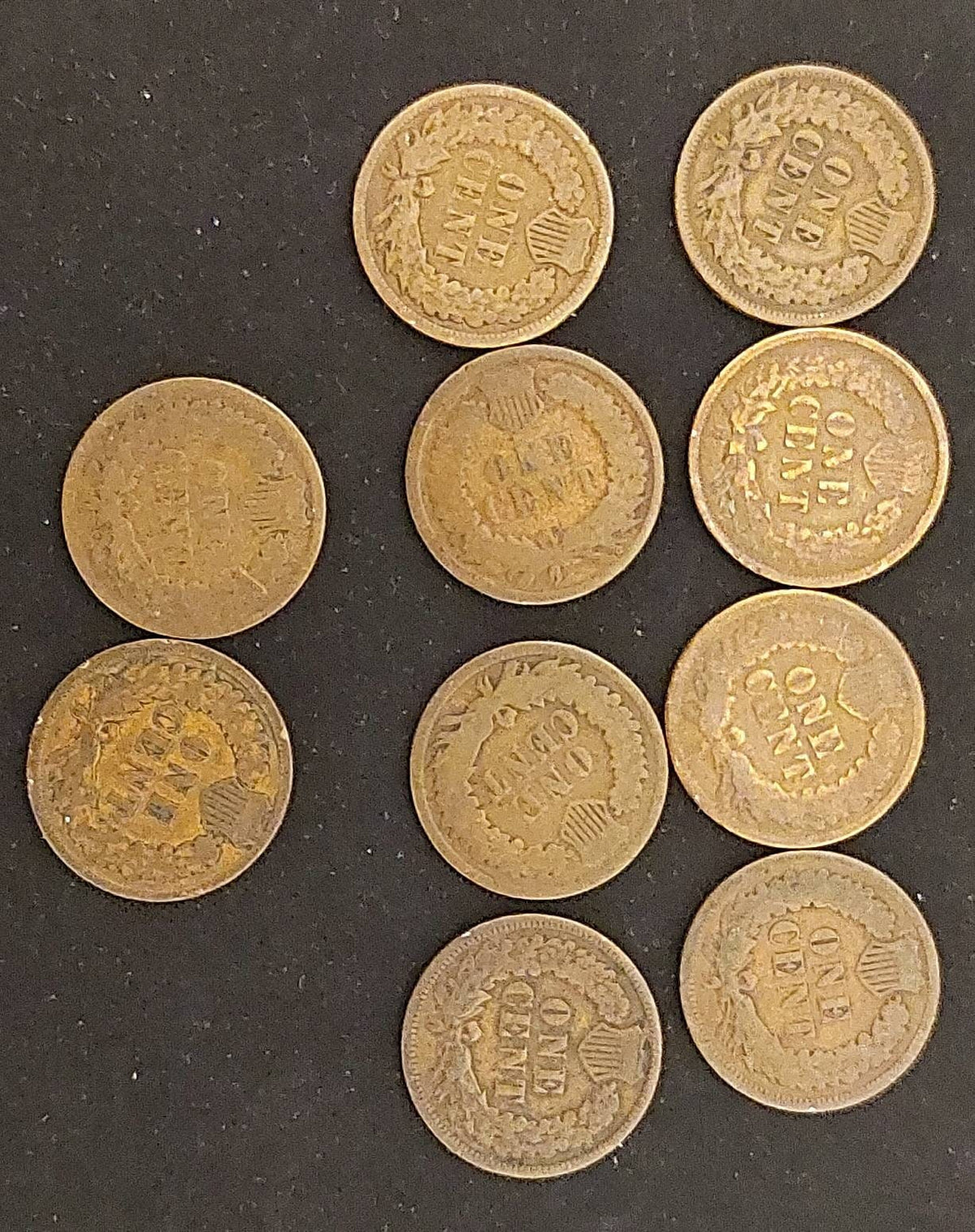 5 1800s date indian head penny set, you get 10 pre-1900s indian head cent coins, us coin collecting hobby