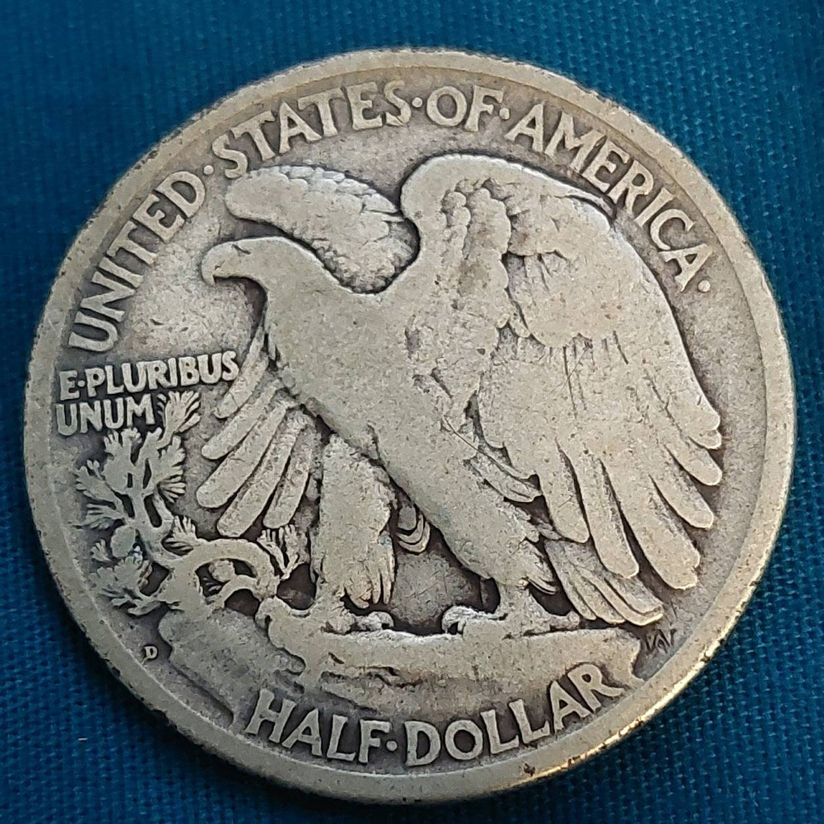 1918d walking liberty half dollar, silver coin tough date