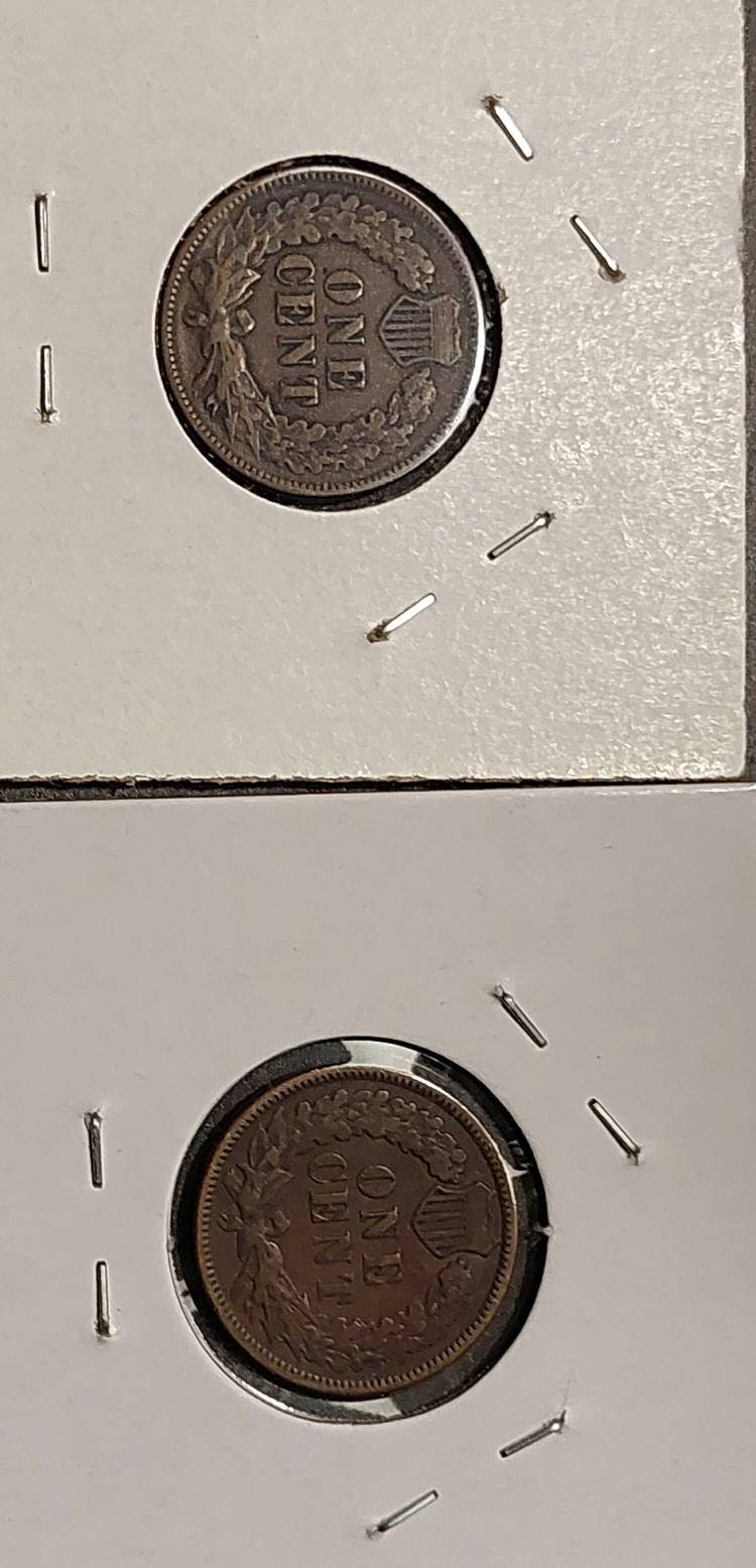 1890 and 1891 indian head cents, two very fine copper coins