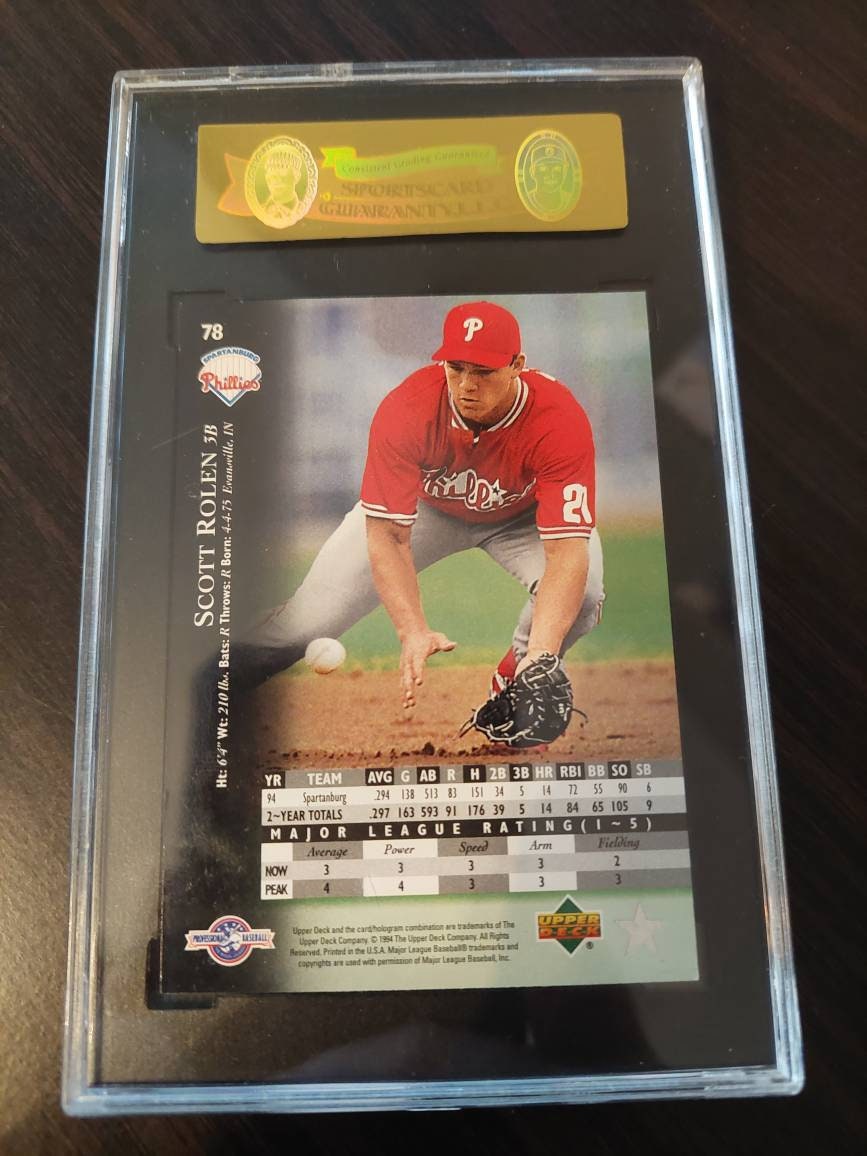 1994 upper deck Scott rolen prospect rookie card, Philadelphia phillies, sgc graded near mint 92 card number 78 rare