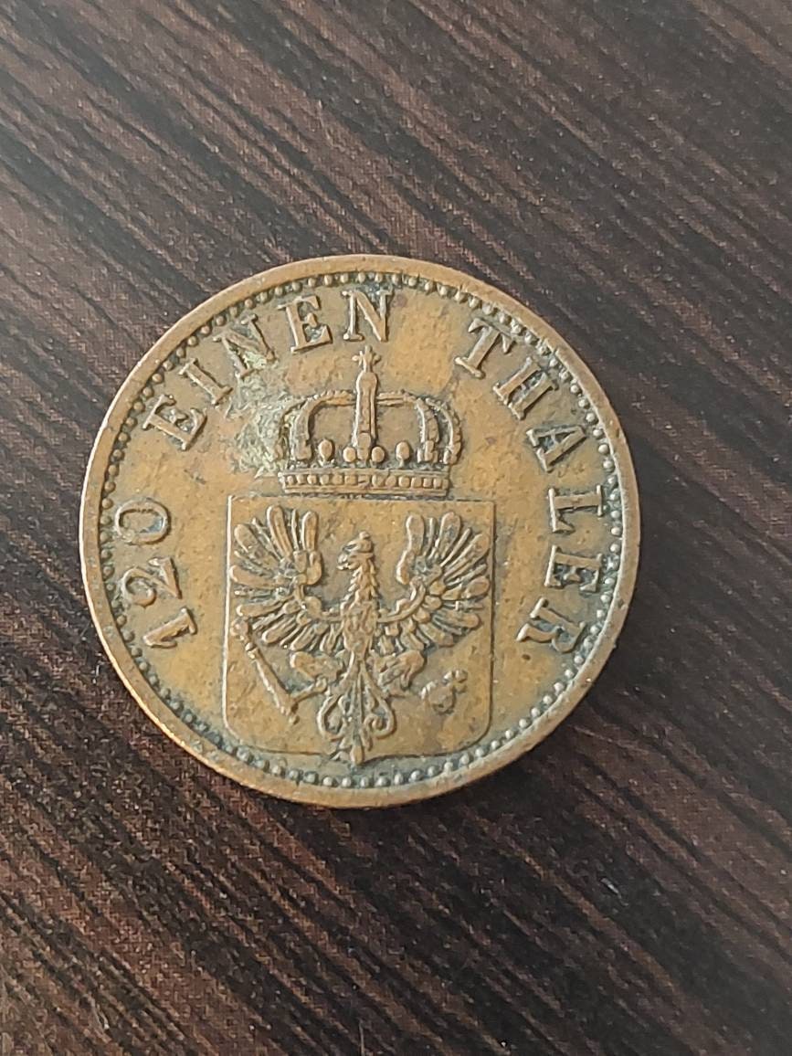 1870a German states, prussia 3 pfenning antique copper coin