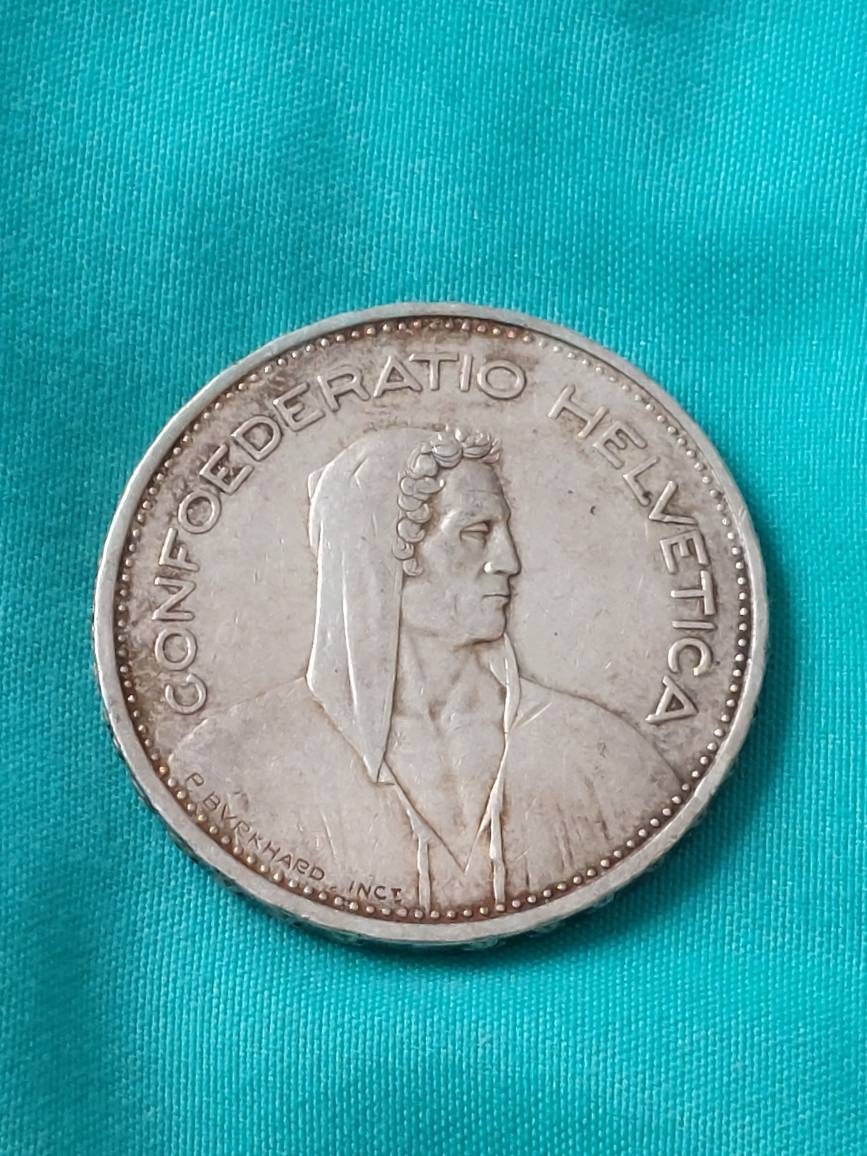 1932b Switzerland silver 5 francs world coin