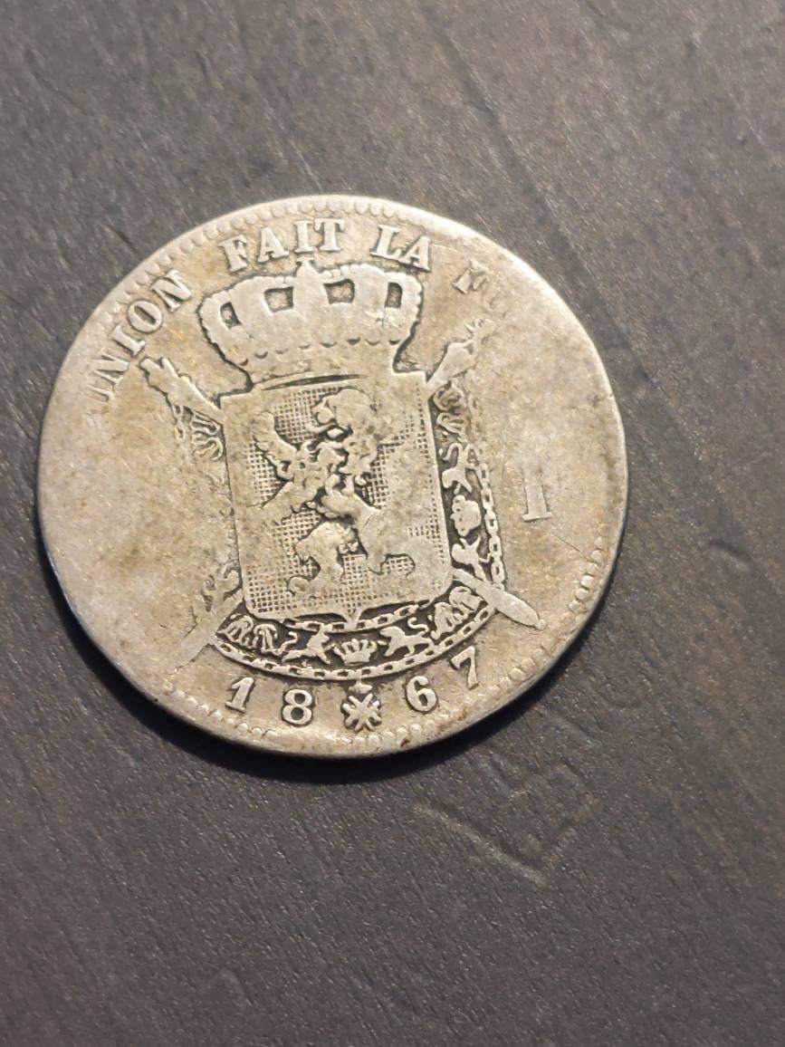 1867 Belgium silver franc, rare foreign silver world coins