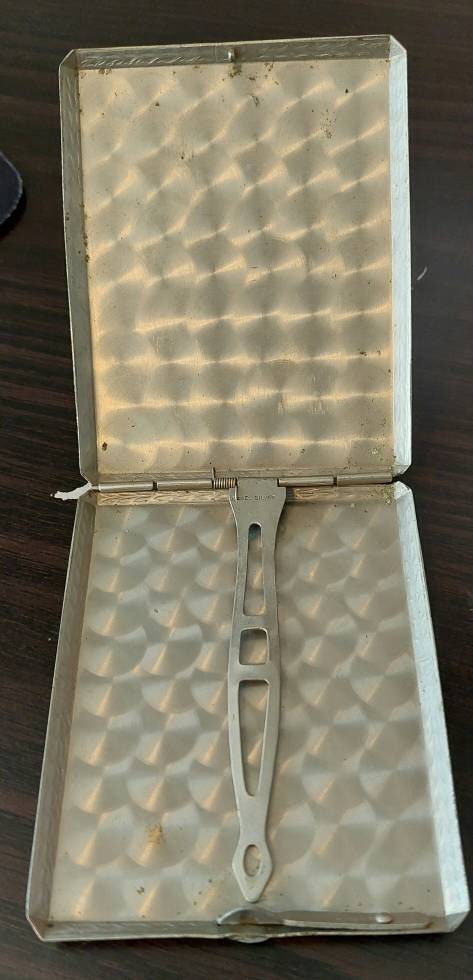 Antique nickel silver, cigarette case/ holder, vintage gift, collectible