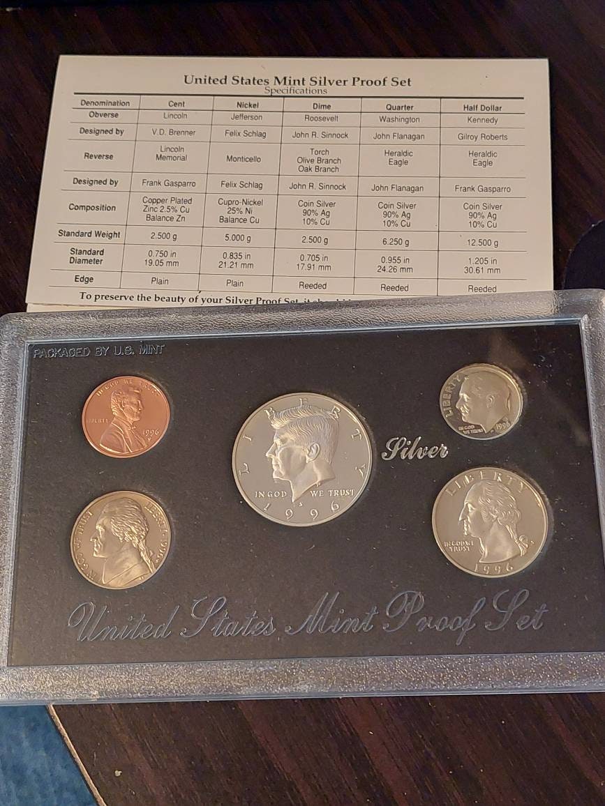 1996 silver proof set black box low mintage 90 percent silver coins