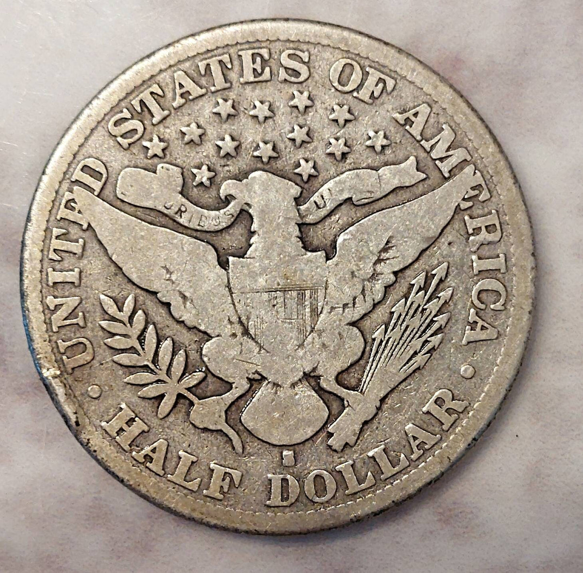 1894s silver barber half dollar coin, good+/very good coin, early san Francisco date