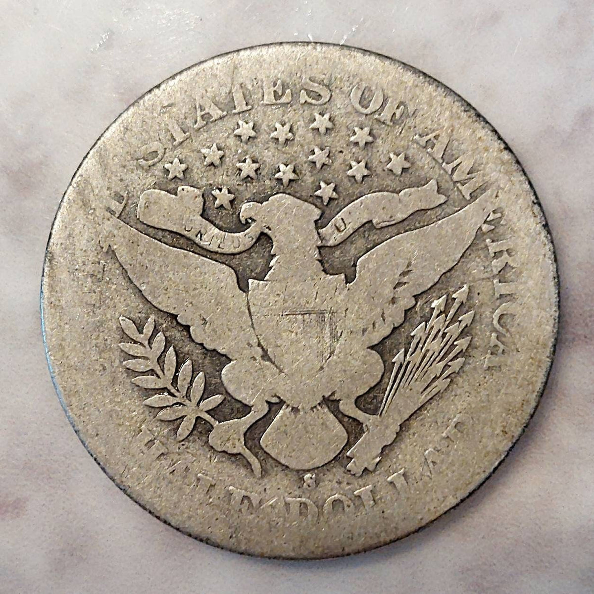 1898s barber silver half dollar coin, tough san Francisco mint date, circulated, us coins