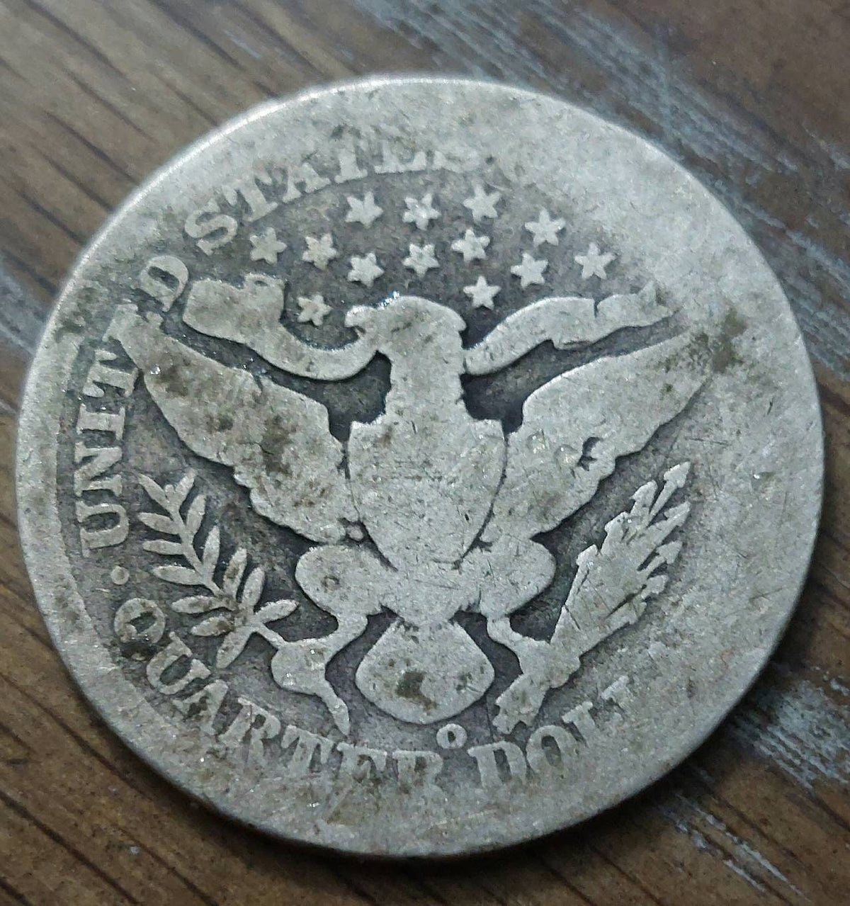 1899o barber silver quarter, New orleans mint semi key date good details