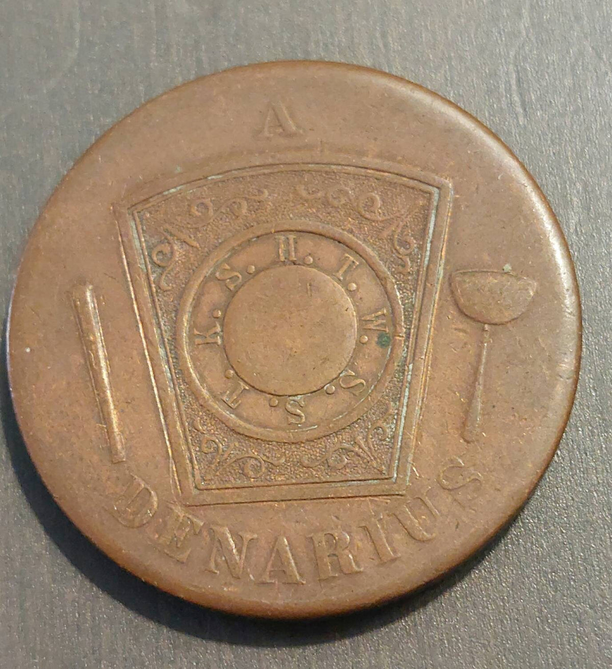 Antique masonic token, r.a.m. webb chapter, number 14 Cleveland Ohio. A denarius. Free shipping!