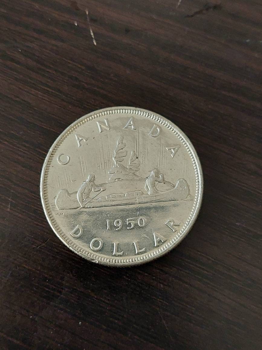 1950 Canadian silver dollar, king george foreign coin in high grade, coin collecting