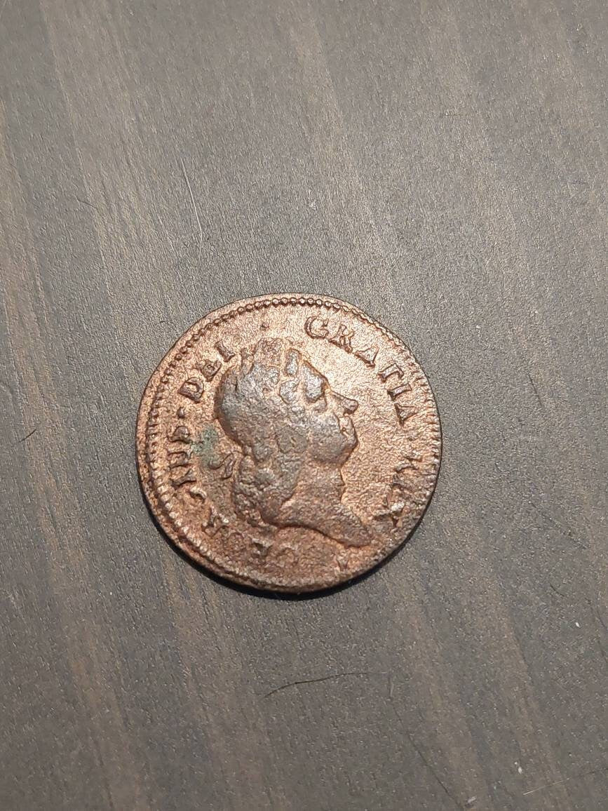 1722 woods hiberia colonial half penny, Scarce nicer than average pre united states revolution copper coin, ships free