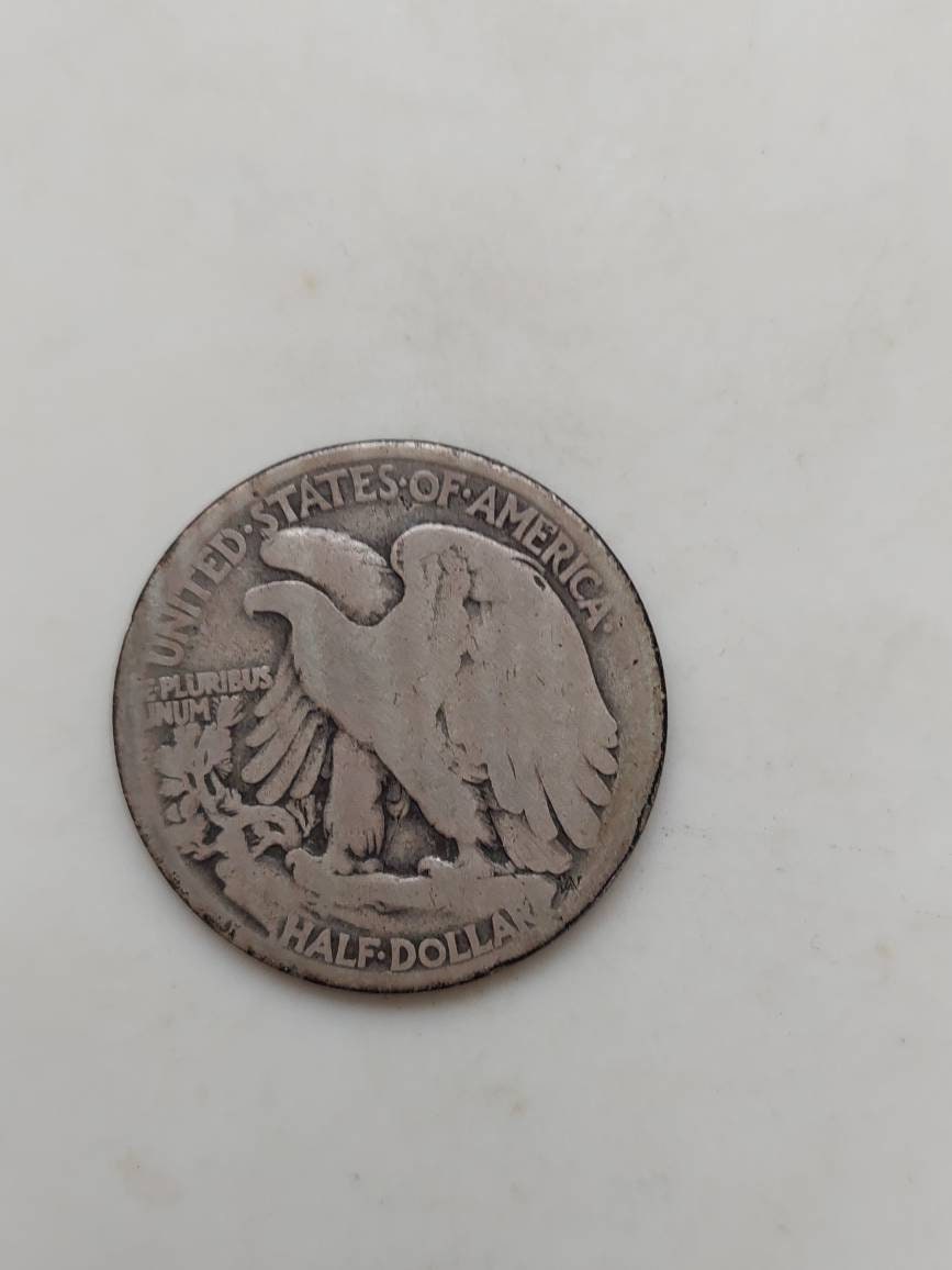 1917s obverse walking liberty silver half dollar coin, semi key date san Francisco mint 50 cent piece