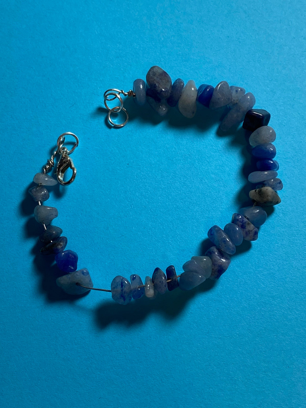 Blue Crystal bracelet, gifts for her, affordable handmade Silver-tone jewelry