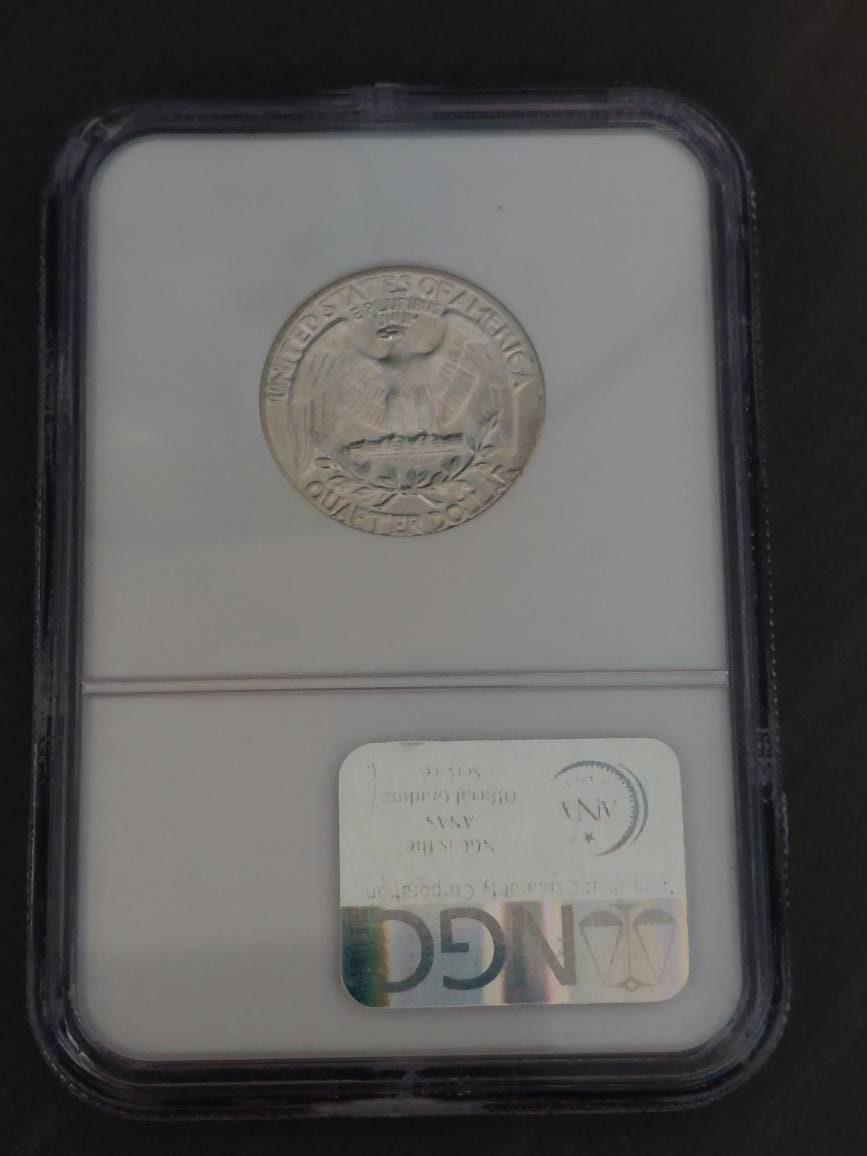 Ngc graded Washington 1964 silver quarter, gem uncirculated ms65 graded us coin