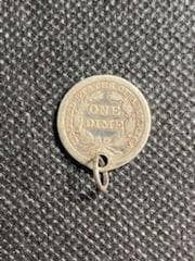 Liberty seated silver 1800s dime, 1847 great condition us dime, on jump ring as a lovely pendant for a necklace, unisex jewelry