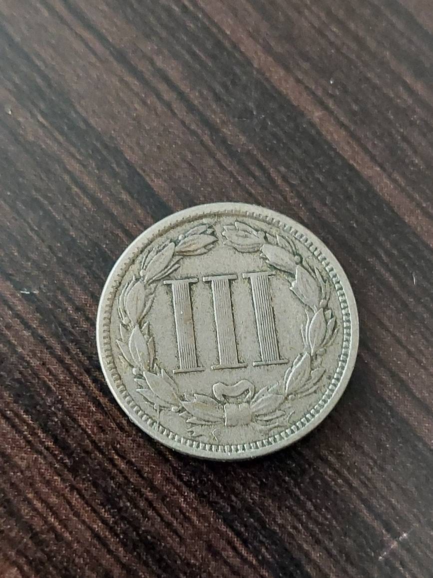 1868 us three cent nickel coin, American type coin collecting, Civil War Era coin