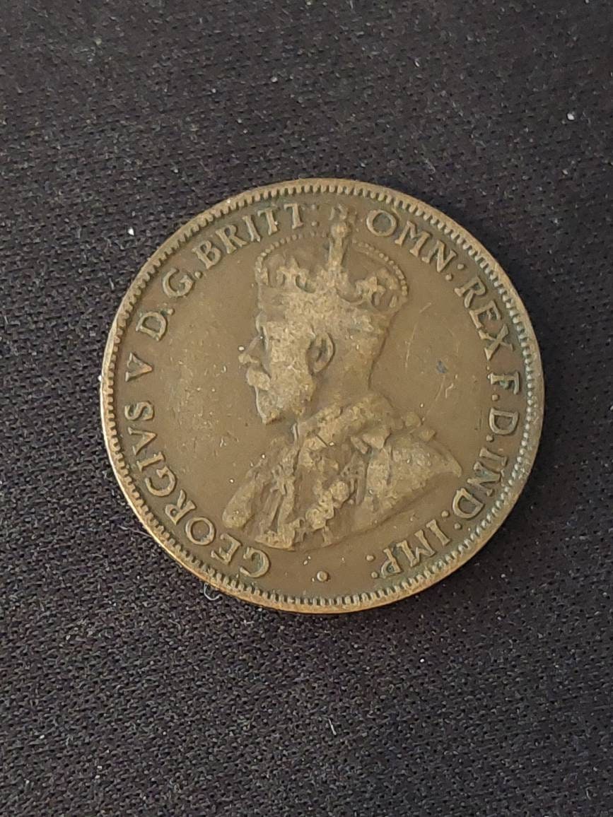 Australia 1918 semi key date, half penny, king george rare copper foreign coin