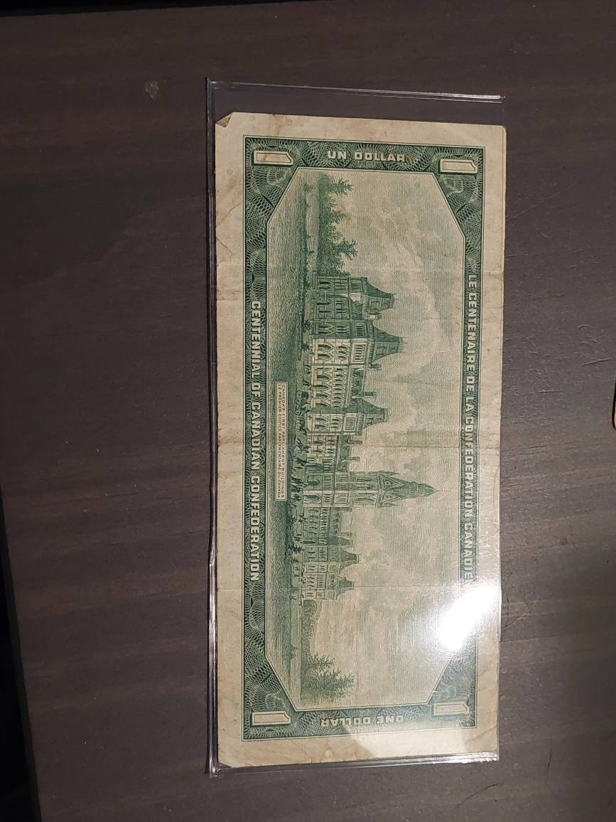1967 Canada queen Elizabeth paper bill, vintage foreign money