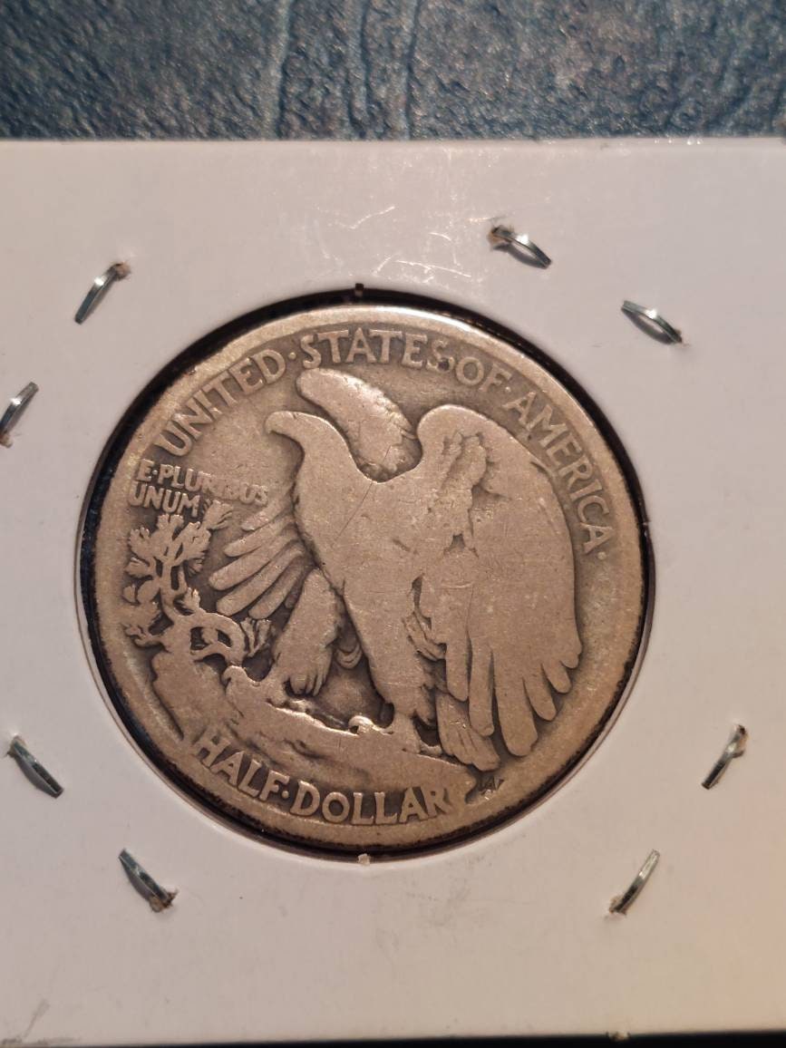 1916 walking liberty half dollar, semi key date low mintage silver coin, gifts for him