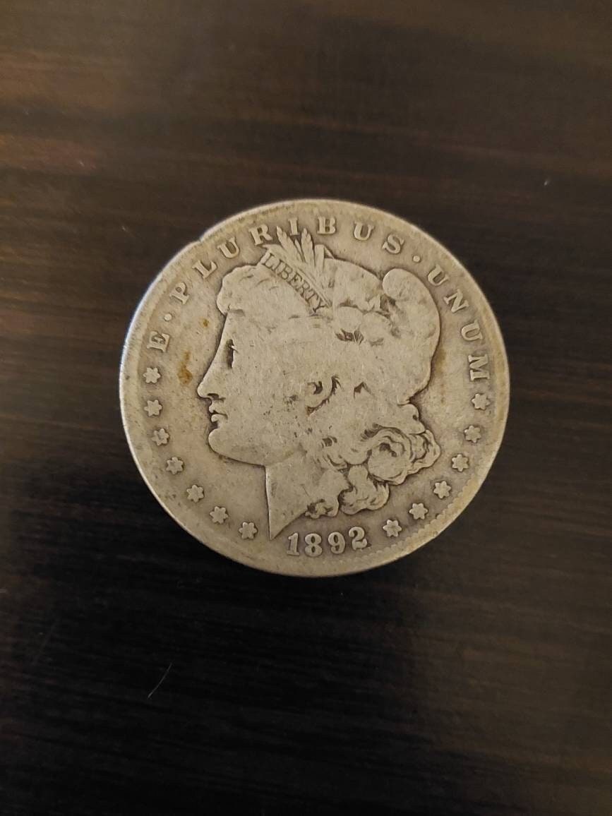 Morgan Silver dollar coins, authentic nice condition pre-1921 Morgan dollar. Random date from my collection! Very fine or better condition.