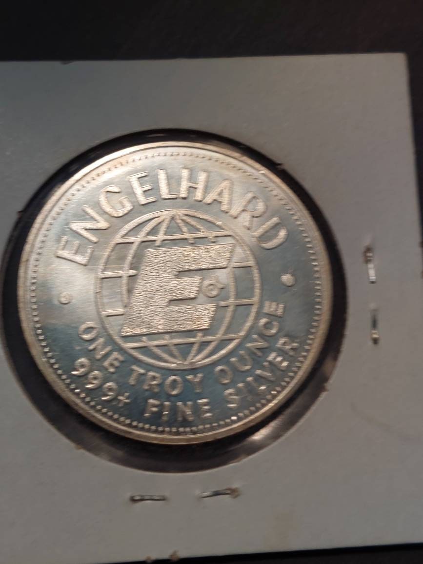 1984 Engelhard silver one ounce prospector bullion coin, vintage collectible fine silver round