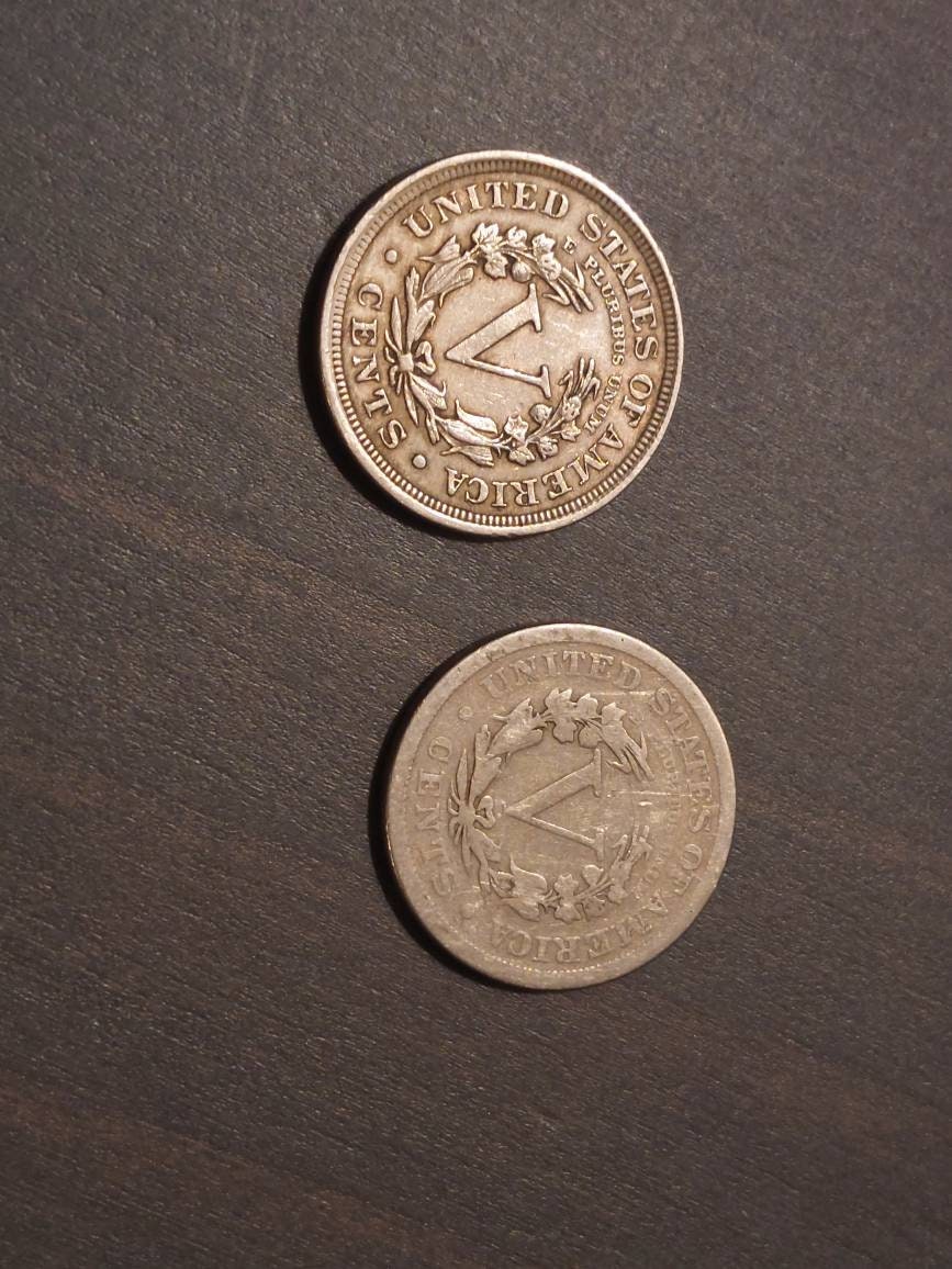 1891 and 1904 v nickel coin set, 1891 semi key date and 1904 in very fine plus condition, priced to sell, antique American coins