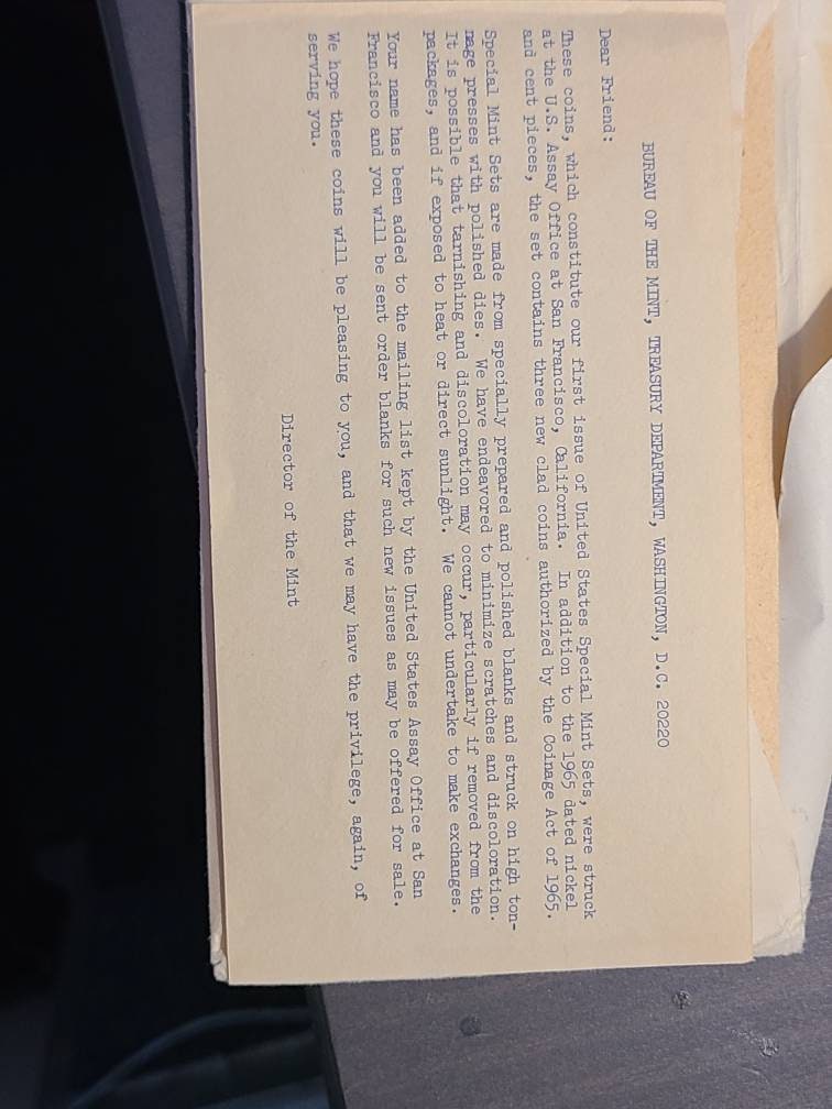 1965 special mint set, in original packaging with coa, 40 percent silver Kennedy half, gifts for him