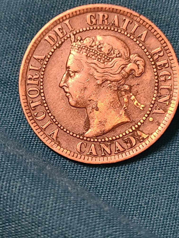 1894 Canadian large cent coin, better date queen Victoria large cent