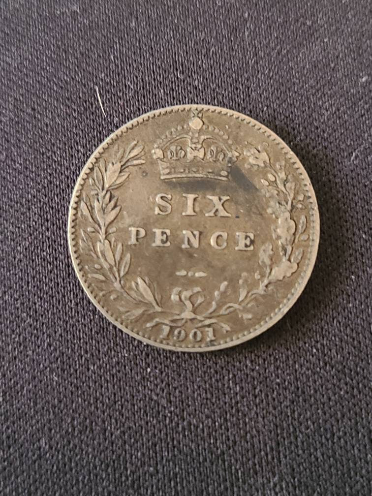 1901 british queen Victoria silver sixpence coin, high grade extra fine plus. Foreign coins