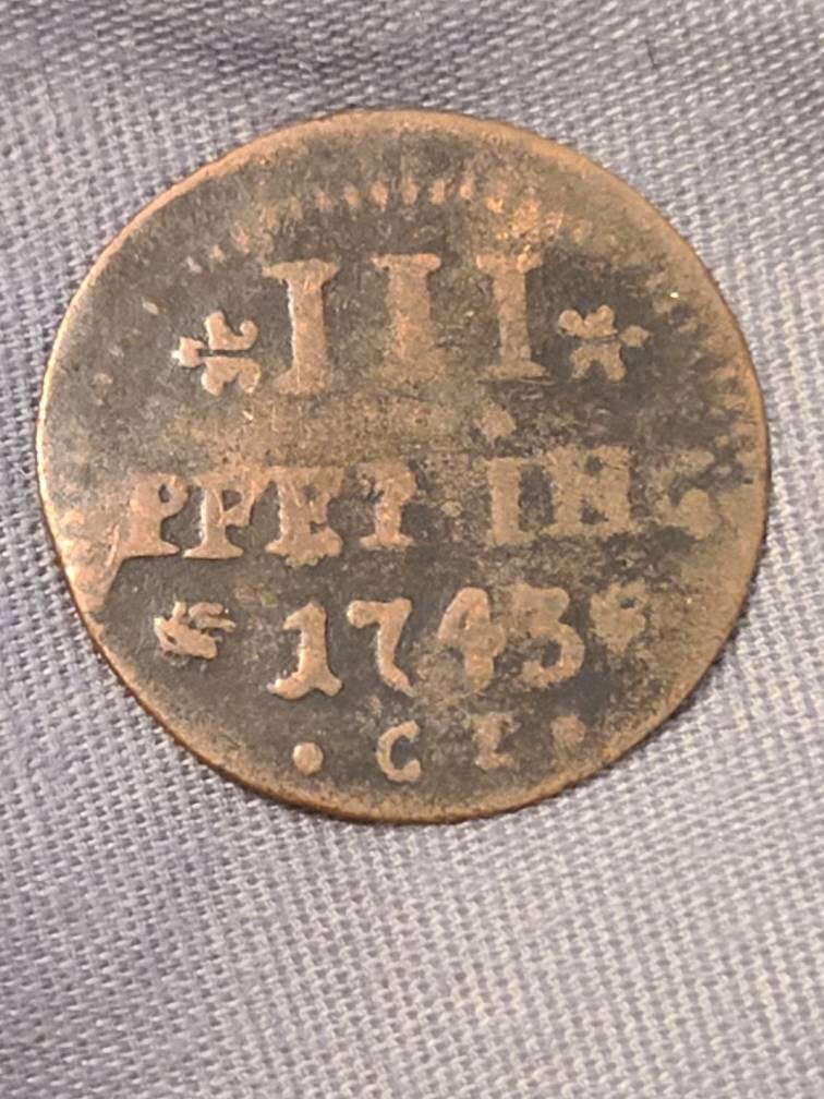 1743 German states 3 pfenning colonial Era coin