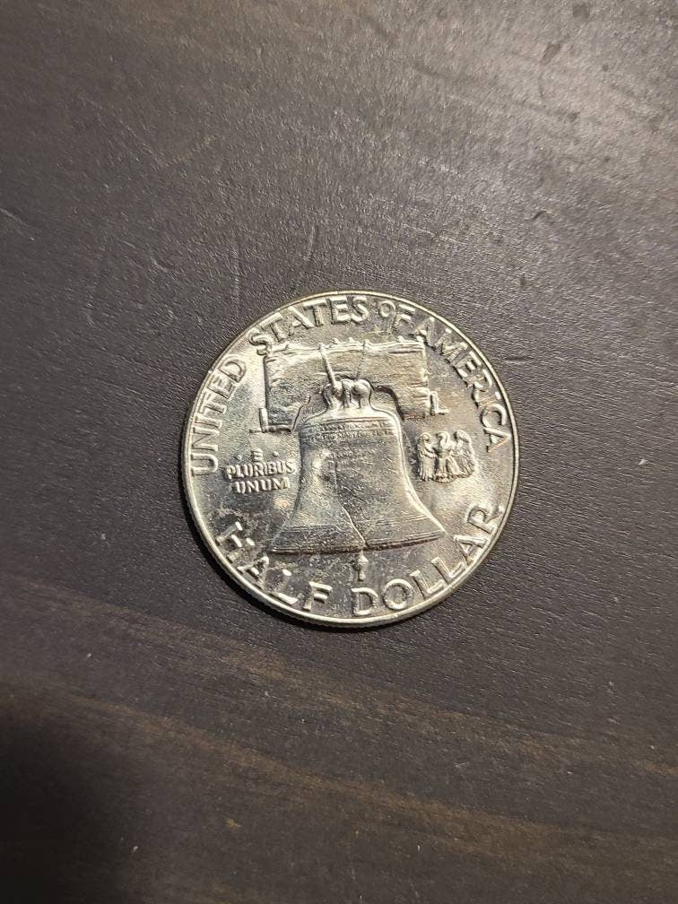 Uncirculated Ben Franklin half dollars, one random mint state 1950s or 1960s brilliant silver half dollar coin, gifts for him