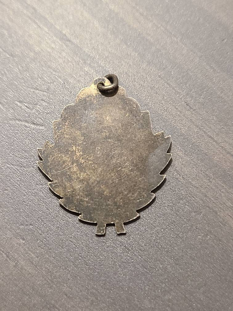 Antique 1911 religious sterling silver pendant charm, gifts for her, one of a kind "faithful" inscribed necklace charm